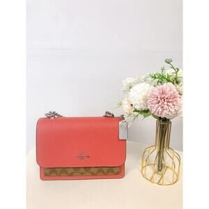 Coach 91019 Klare Crossbody In Signature Canvas IN Khaki Tangerine